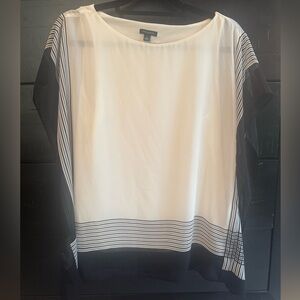 Ann Taylor White and Black Flowy Blouse